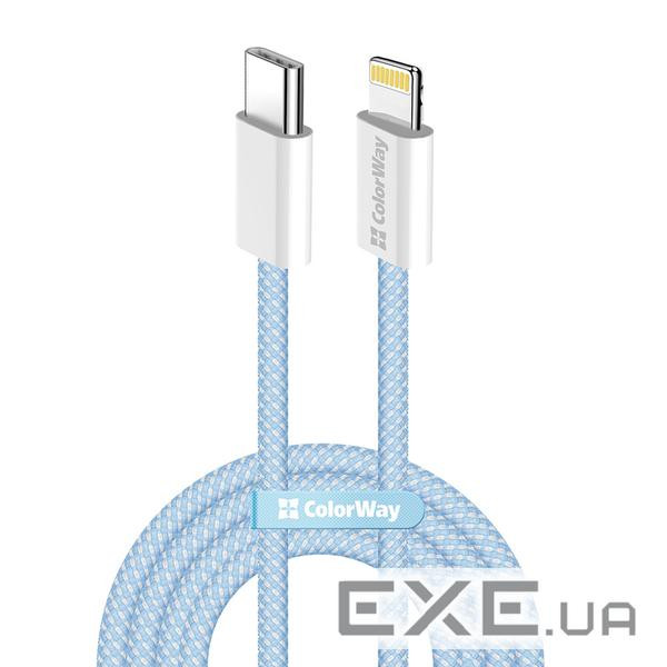 Дата кабель USB-C to Lightning 1.0m 27W blue ColorWay (CW-CBPDCL061-BL)