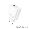 Зарядний пристрій WUW C209 1xUSB-C PD45W + 1xUSB QC3.0 18W White (WUW-C209)