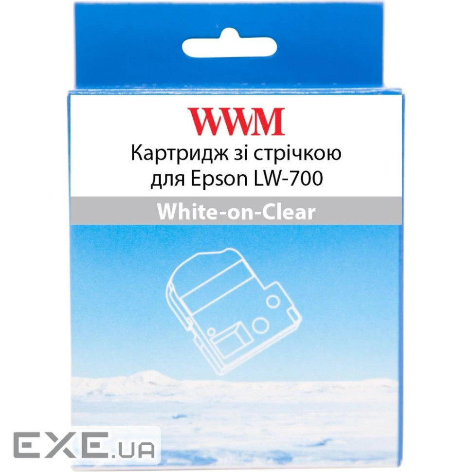 Картридж зі стрічкою WWM для Epson LW-700 24mm х 8m White-on-Clear (WWM-ST24S) 8m White-on-Clear (WWM-ST24S)