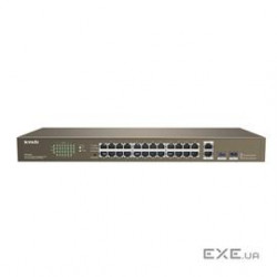 Tenda Switch TEF1026F 24-Ports 10/100M Unmanagement Switch with 2GE and 2 SFP(Combo) Retail
