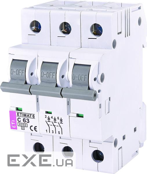 Автоматичний вимикач ETI, ETIMAT 6 3p C 63А (6 kA) (2145522)