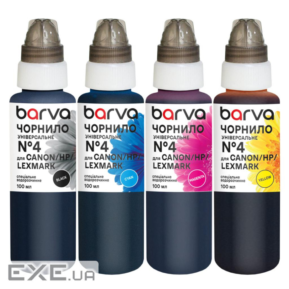 Чорнило Barva Canon/HP/Lexmark 4 4x100 мл, BK/C/M/Y, universal (CU4-100-MP)