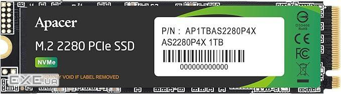 SSD APACER AS2280P4X 1TB M.2 NVMe (AP1TBAS2280P4X-1)