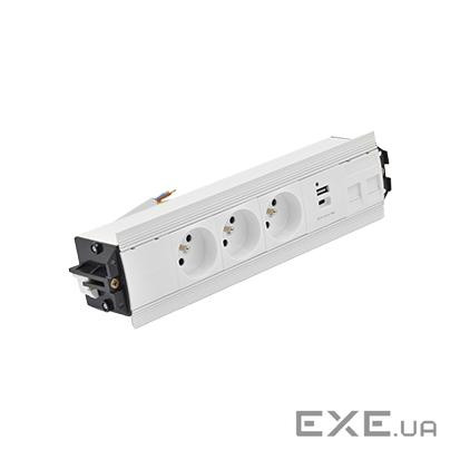Розет блок S485: 3x250В тип F, зар пристр 2xUSB A+C, 2xRJ45 Keystone, білий (48530F30BK00000-33)