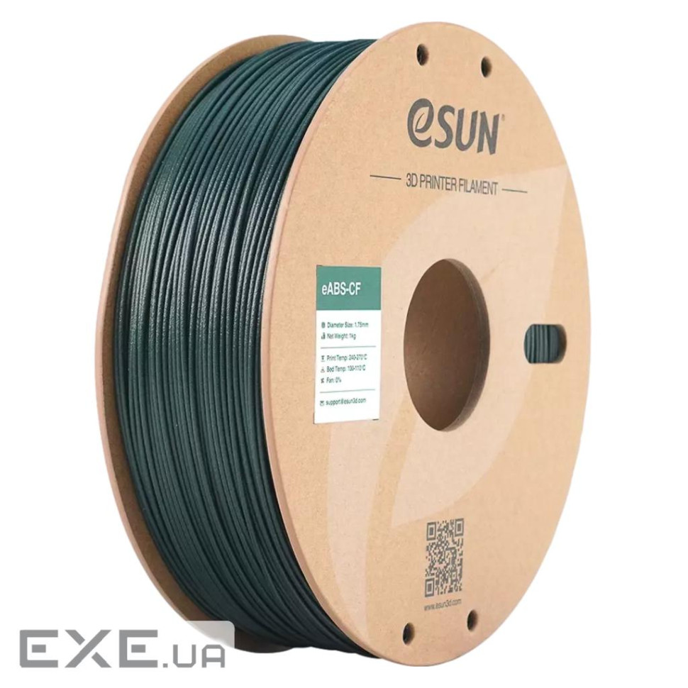 Пластик для 3D-принтера eSUN EABS-CF 1,75mm 1kg DARK GREEN (EABS-CF-P175AG1)