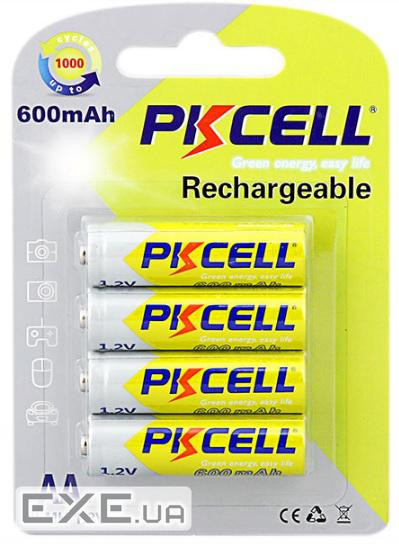 Акумулятор PKCELL 1.2V AA 600mAh NiMH Rechargeable Battery,4 штуки в блістері ціна (9335 4шт) )