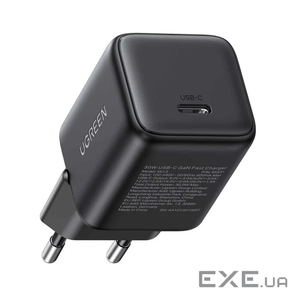 Зарядний пристрій Ugreen USB-C PD30W GaN (55531)