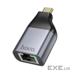 Перехідник HOCO UA35 Type-C (тато) / RJ-45(мама), Gray, Box (HOCO UA35TR)
