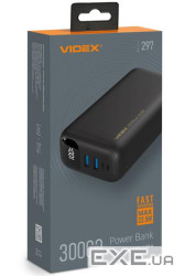 Універсальна мобільна батарея 30000 mAh, Videx VPB-297, White, 22.5 Вт , 1xType-C (PD3. (VPB-297-W)
