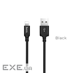 Кабель HOCO X14 USB to iP 2A, 2m, nylon, aluminum connectors, Black (6957531062882)