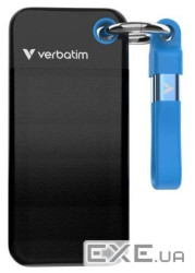 Кишеньковий SSD Verbatim з брелком і кріпленням для кабелю - 1 ТБ чорний/синій (32191)