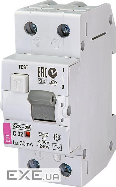 Диференційний автоматичний вимикач ETI, KZS-2M C 32/0,03 тип AC (10kA) (2173127) AC (10kA) (2173127)