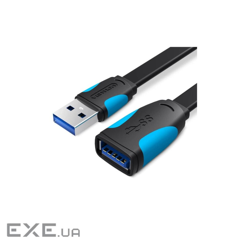 Дата кабель USB 3.0 AM/AF 2.0m flat black Vention (VAS-A13-B200)