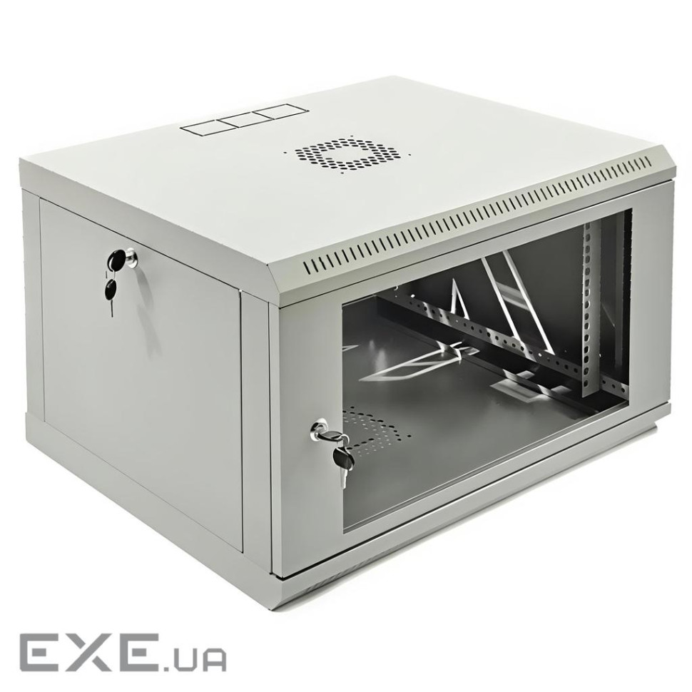 Шафа 19" 6U, 600x500x373мм (ШxГxВ), економ, акрилове скло, сіра (UA-MGSW1L65G)