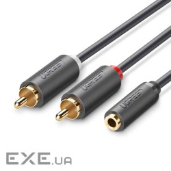 Кабель мультимедійний 3.5mm F to 2xRCA M 1.0m Black Ugreen (10588)