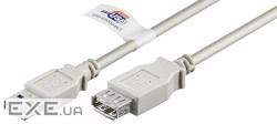Кабель пристроїв-подовжувач USB2.0 A M/F 1.8m,AWG24+28 2xShielded Cu Certyfic.,сірий (75.06.8914-1) (75.06.8914-1)