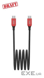 Кабель USB-C > USB-C заряджання/синхронізації 2E 1м, 100Вт Type-C, чорний (2E-CC100-WH) (2E-CC100-WH)