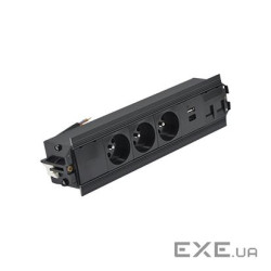 Розет блок S485: 3x250В тип F, зар пристр 2xUSB A+C, 2xRJ45 Keystone, чорний (48530F30BK00000-44)