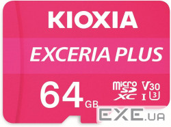 Карта пам'яті KIOXIA Exceria plus microSDXC 64Gb Class 10 U3 V30 + ad (LMPL1M064GG2)