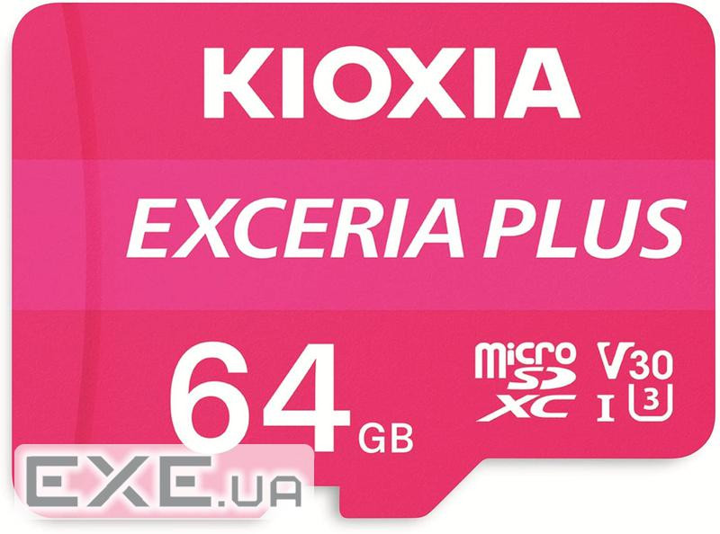 Карта пам'яті KIOXIA Exceria plus microSDXC 64Gb Class 10 U3 V30 + ad (LMPL1M064GG2)