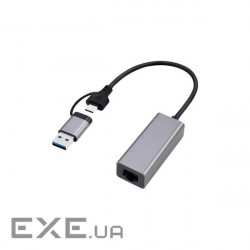 Мережевий адаптер CABLEXPERT USB3.1 + Type-C to Gigabit Network Adapter Gray (A-USB3AC-LAN-01)