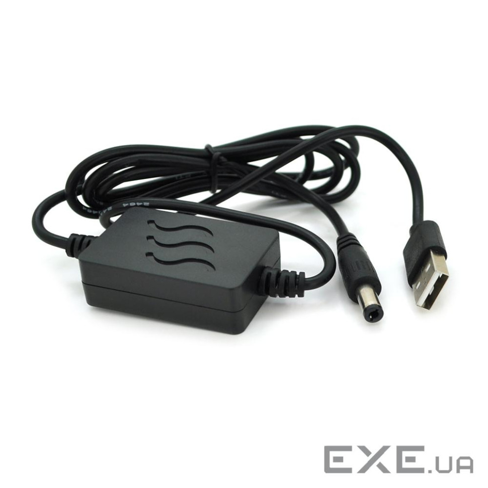 Кабель для роутера 5.5 / 2.5mm(M)=> USB2.0 (Out:12V 1А), 1м, Black, OEM (29943)
