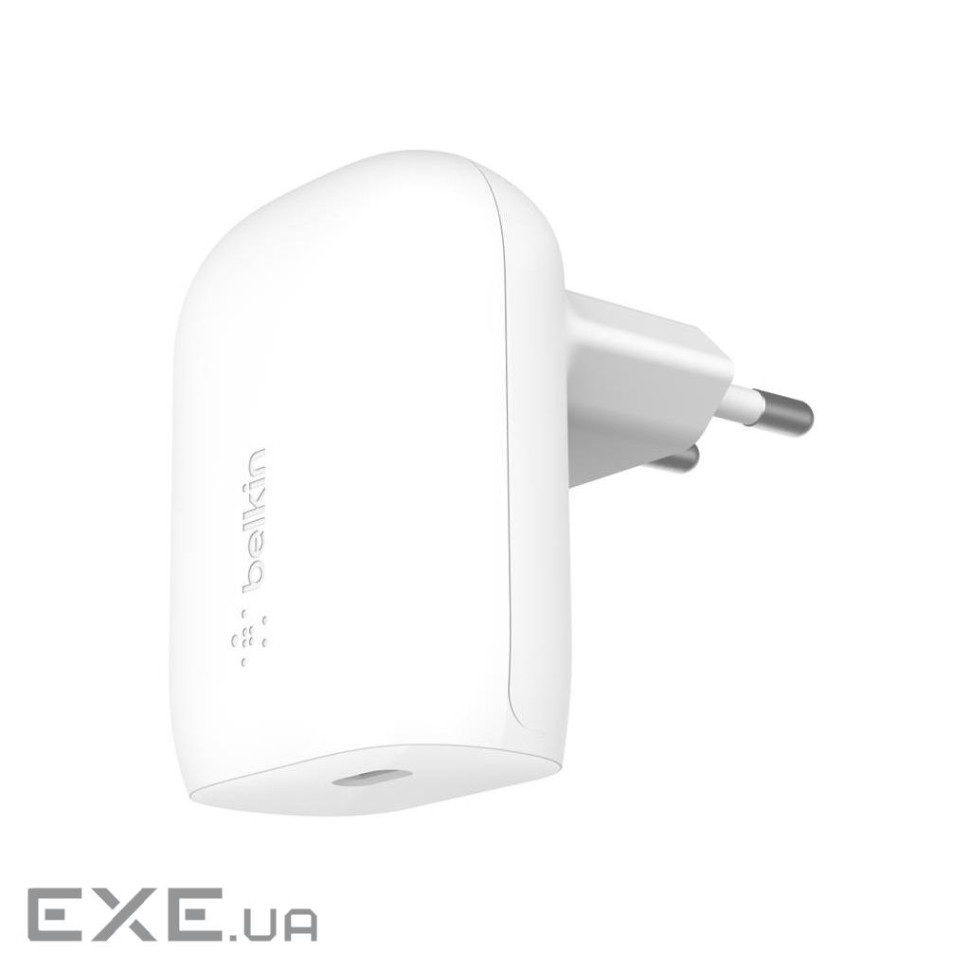 Зарядний пристрій Belkin 30W USB-С GAN PD PPS white (WCA005VFWH)