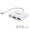 Концентратор Intracom USB3.1 Type-C to HDMI/USB 3.0/PD 60W 4-in-1 White Manhattan (152945)