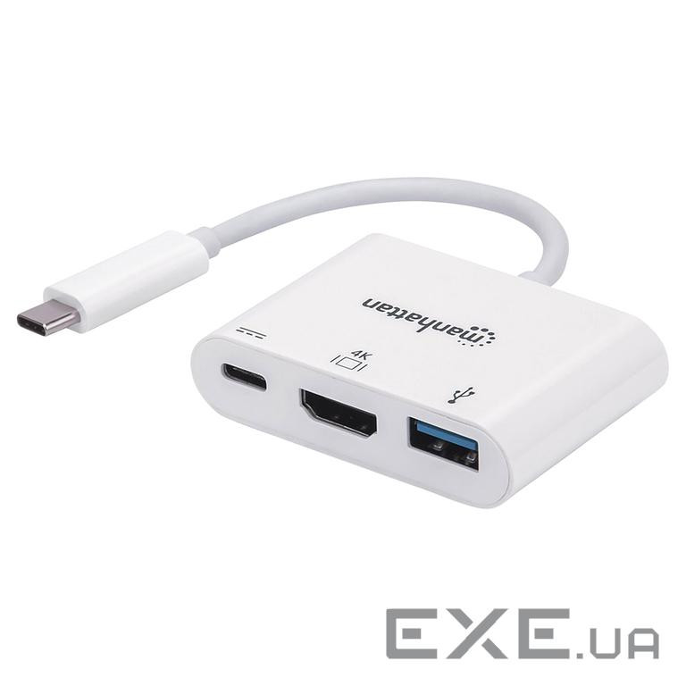 Концентратор Intracom USB3.1 Type-C to HDMI/USB 3.0/PD 60W 4-in-1 White Manhattan (152945)