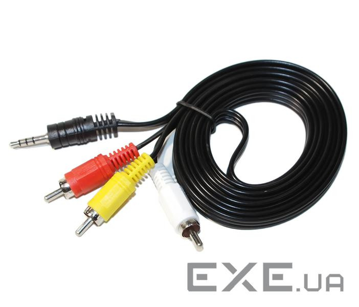 Кабель мультимедійний 3.5mm M to 3xRCA M 1.8m (4pin) AV Atcom (17320)