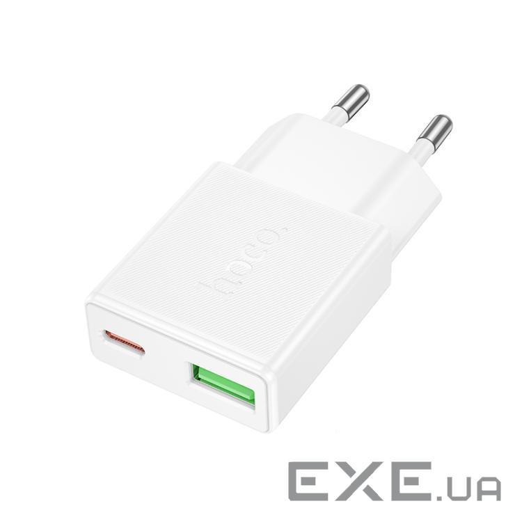 СЗУ HOCO N73 110-240V, PD20W+Q3.0, USB+Type-C, White, Box (N73B White)