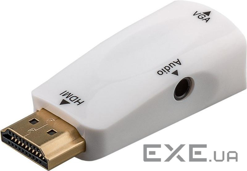 Перехідник моніторний Goobay HDMI-VGA HD15 (VGA-екран), Pas 1080p адаптер +3.5mm M/F (75.04.4793-1)