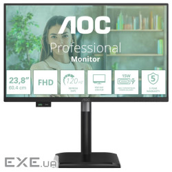 Монiтор TFT AOC 23.8" 24P4U IPS FHD 120Hz VGA HDMI DP Pivot USB MM Black