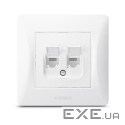 Телефонна розетка Videx BINERA CAT3+CAT3 подвійна (VF-BNSK2TF3-W)