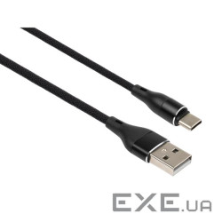 Дата кабель USB 2.0 AM to USB-C 1.0m cylindric nylon back Vinga (VCPDCTCCANB1BK)