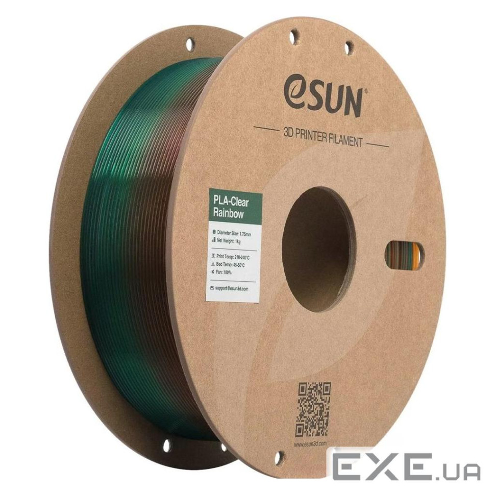 Пластик для 3D-принтера eSUN PLA Clear Rainbow 1,75mm 1kg Transl RAINBOW A (PLA-CLRB175T-RBA1P1)
