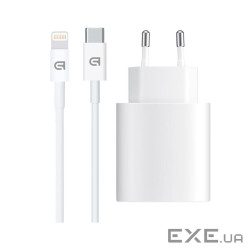 Зарядний пристрій Armorstandart AMHJ83 20W USB-C White + cable USB-C to Lightning (ARM77724)