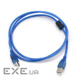 Кабель USB 2.0 RITAR AM / BM, 1.5m, 1 ферит, синій прозорий , Q500 (3065)