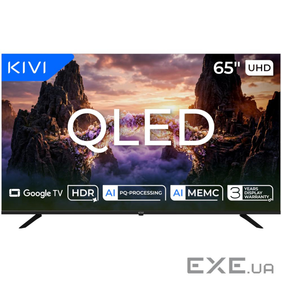 Телевізор 65", QLED, UHD, Google TV KIVI 65U820KB