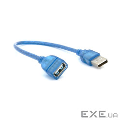 Дата кабель USB 2.0 AM/AF 0.3m blue transparent Voltronic (YT-AM/AF-0,3TBL)