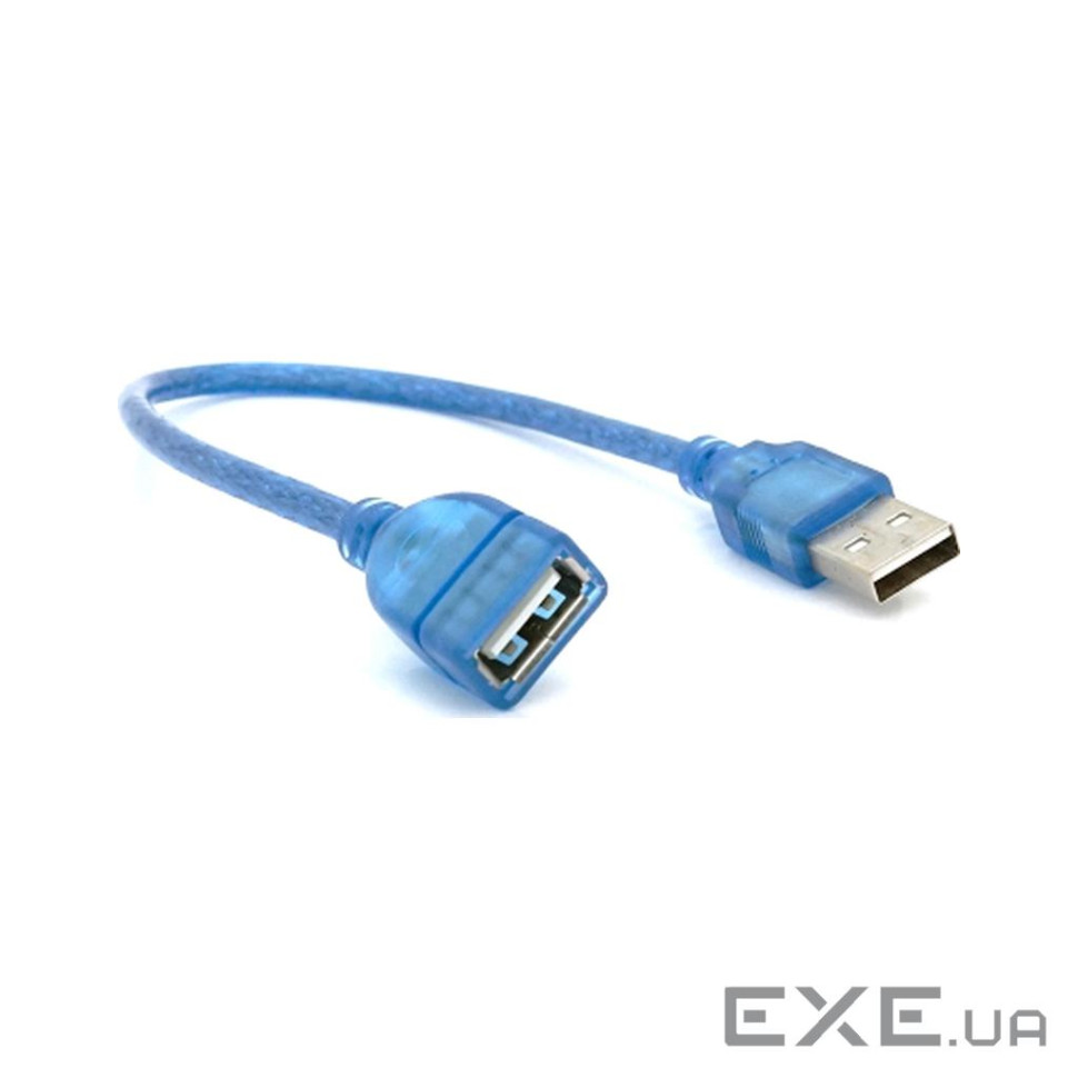 Дата кабель USB 2.0 AM/AF 0.3m blue transparent Voltronic (YT-AM/AF-0,3TBL)