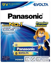 Батарейка Panasonic Evolta лужна 6LR61(6LF22, MN1604, MX1604, Крона) блістер, 1 шт. (6LR61EG/1B)