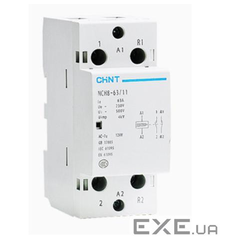 Контактор CHNT NCH8-63 / 02 220V,63А, 12kW, 1NC, на DIN-рейку, 85*65,5*36мм