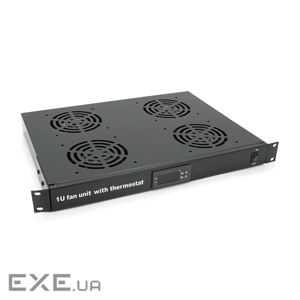 19" вентиляторний модуль 1U Merlion, 4 вентилятори з цифровим термостатом та 1*Shuk (JG-04)