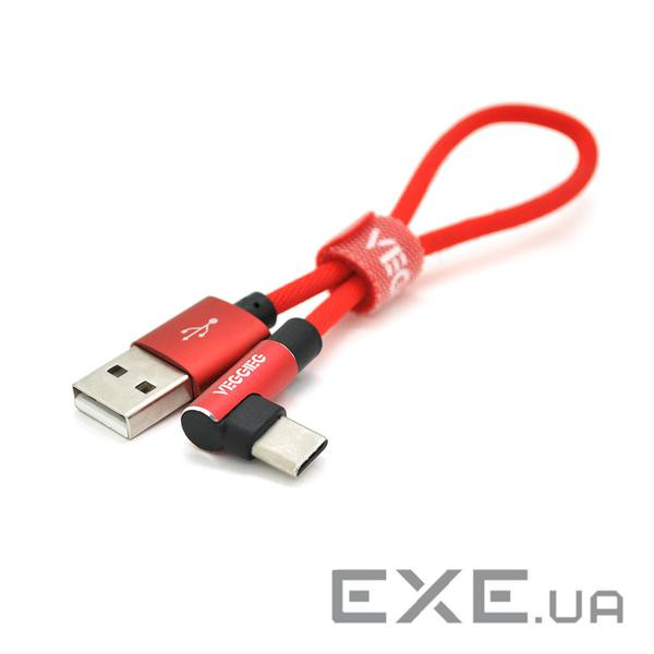 Кабель VEGGIEG UT-20R, Type-C, 2.4A, Red, довжина 0,2 м , BOX (YT-UT-20R)