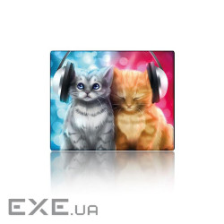 Коврик 250*300 тканинний Cats in headphones, з боковою прошивкою, товщина 2 мм (YT-CAT31)