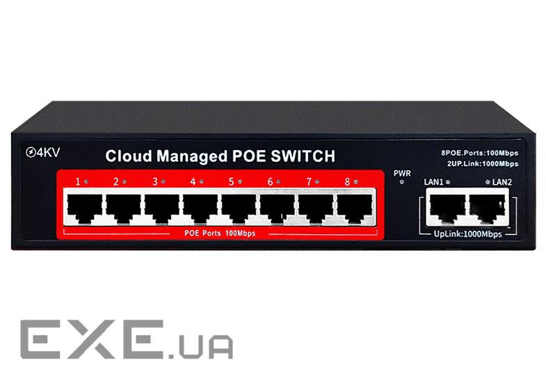 8-портовий керований PoE комутатор YOSO YO208G-120 з 8 портами POE 100Мбіт + 2 UP-Link 100 (YT44870)