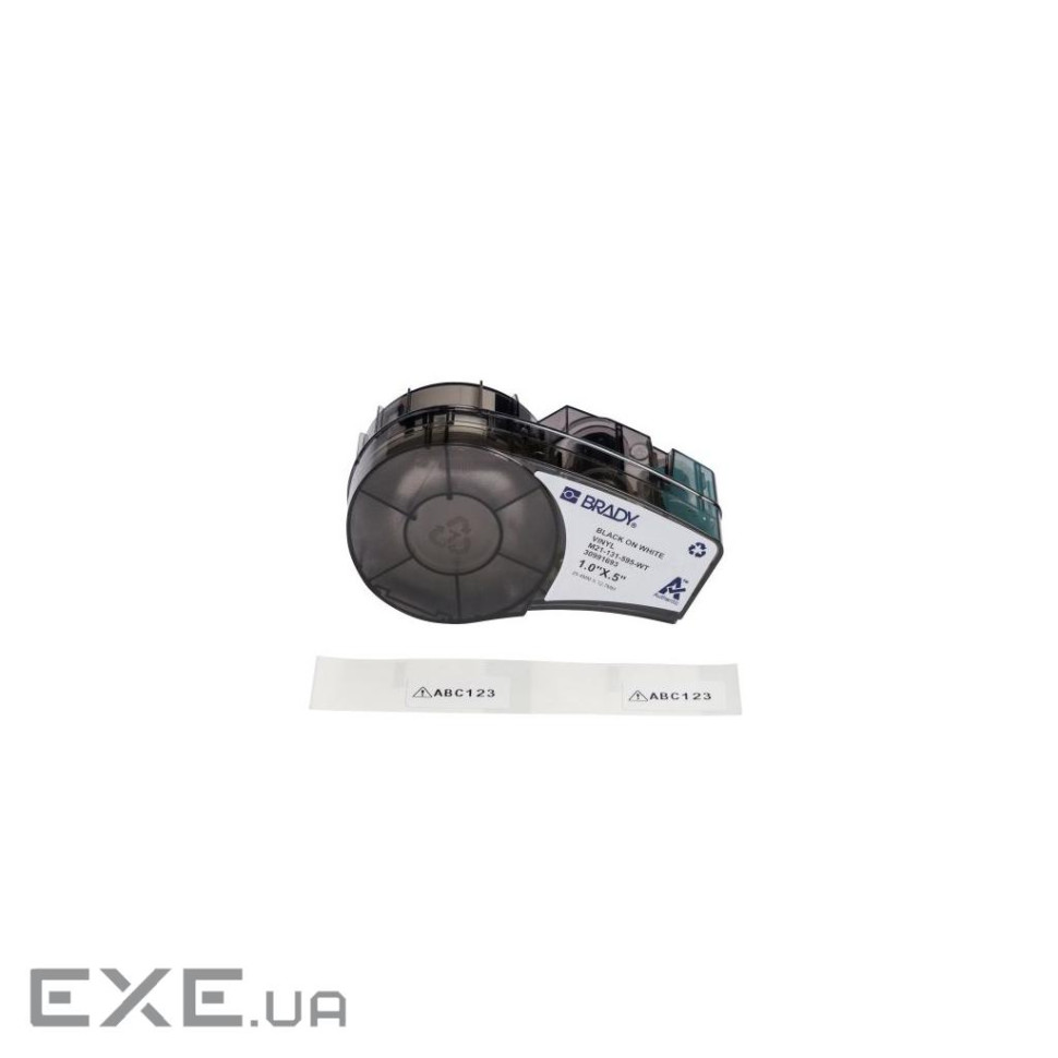Стрічка для принтера етикеток Brady M21-131-595-WT, 25,4 мм х 12,7 мм, black on white, віні (176810)
