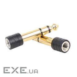 Перехідник аудіо Jack 3.5mm 3pin-6.3mm F/M,адаптер Stereo Gold Metal Screw,золотистий (62.09.8236-1) (62.09.8236-1)