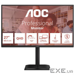Монiтор TFT AOC 27" Q27E4CV IPS QHD 120Hz HDMI DP USB-C RJ-45 Pivot USB MM